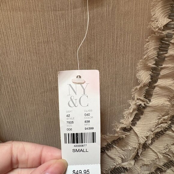 NY&Co Tan Tank w Ruffles Size Small - Picture 3 of 3